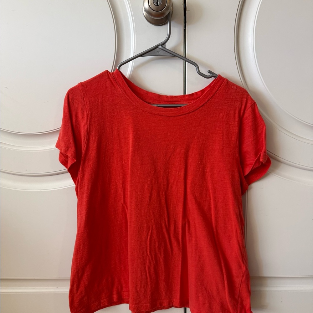 Eileen Fisher Vibrant Orange/red Short Sleeve Tee